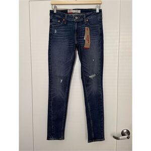 NWT Levi's 711 Altered Skinny Jeans Womens 26x30 Blue Distressed Stretch Denim